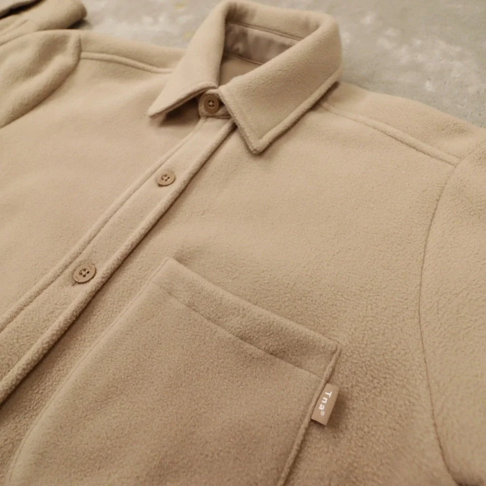 TNA Aritzia Beige Tan‎ Polar Shirt Jacket size XS Cozy Winter Outdoor